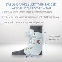 Swede-O Ankle Lok Brace, Padded Tongue, White