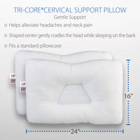 Tri-Core Cervical Support Pillow Full Size - Gentle Support - 2 Pack